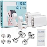 Giloner Safety Ear Piercing Kit,Disposable Self Piercing Kit With 2pc Piercing Gun,4 Piercing Jewelry,Ear Piercing Gun Kit For Tragus Helix,Nose Cartilage.