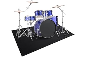 VLOBTLK Drum Rug, 4X5.3FT Drum Mat Drum Carpet with Non-Slip Grip Bottom, Soundproof Drum Floor Mat, Tightly Woven Drum Pad for Jazz Drum & Electric Drum Set, Gift for Drummers