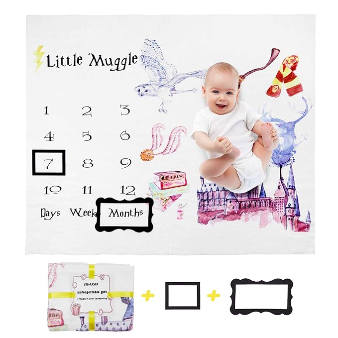 Amazon Com Baby Monthly Milestone Blanket Soft Flannel Fleece Baby Photo Blankets Baby Girl Milestone Blanket For Newborn Baby Shower Includes Month Marker And Frame Baby