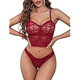 Avidlove Lingerie Sets for Women Sexy Sheer Lace Pajamas Bra and Panty Sets 2 Piece Nightwear