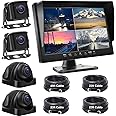 Wired Backup Camera System with 10.1’’ IPS Monitor for Truck RV Trailer Bus, Rear View Camera, with Side Front View Camera, 4 Split Screen, Super Waterproof, Night Vision, Easy Installation AHD1080P