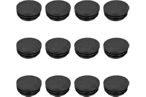 MECCANIXITY 12 PCS 1.5"(38mm) Round Plastic Hole Plugs, Black Plastic Pipe Tubing End Caps for Furniture, Pipe Tubing, Table,