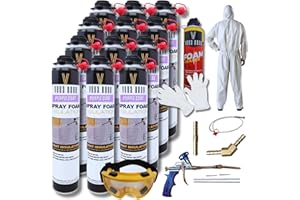 Vega Bond Single Component, Self Expanding, Purplecoat Closed Cell Insulation Spray Foam 29 oz w/ 5.66 R-Value, Acoustic Spray, Total of 240 Board Feet Coverage at 1 inch Thickness (12 Pack + Set)