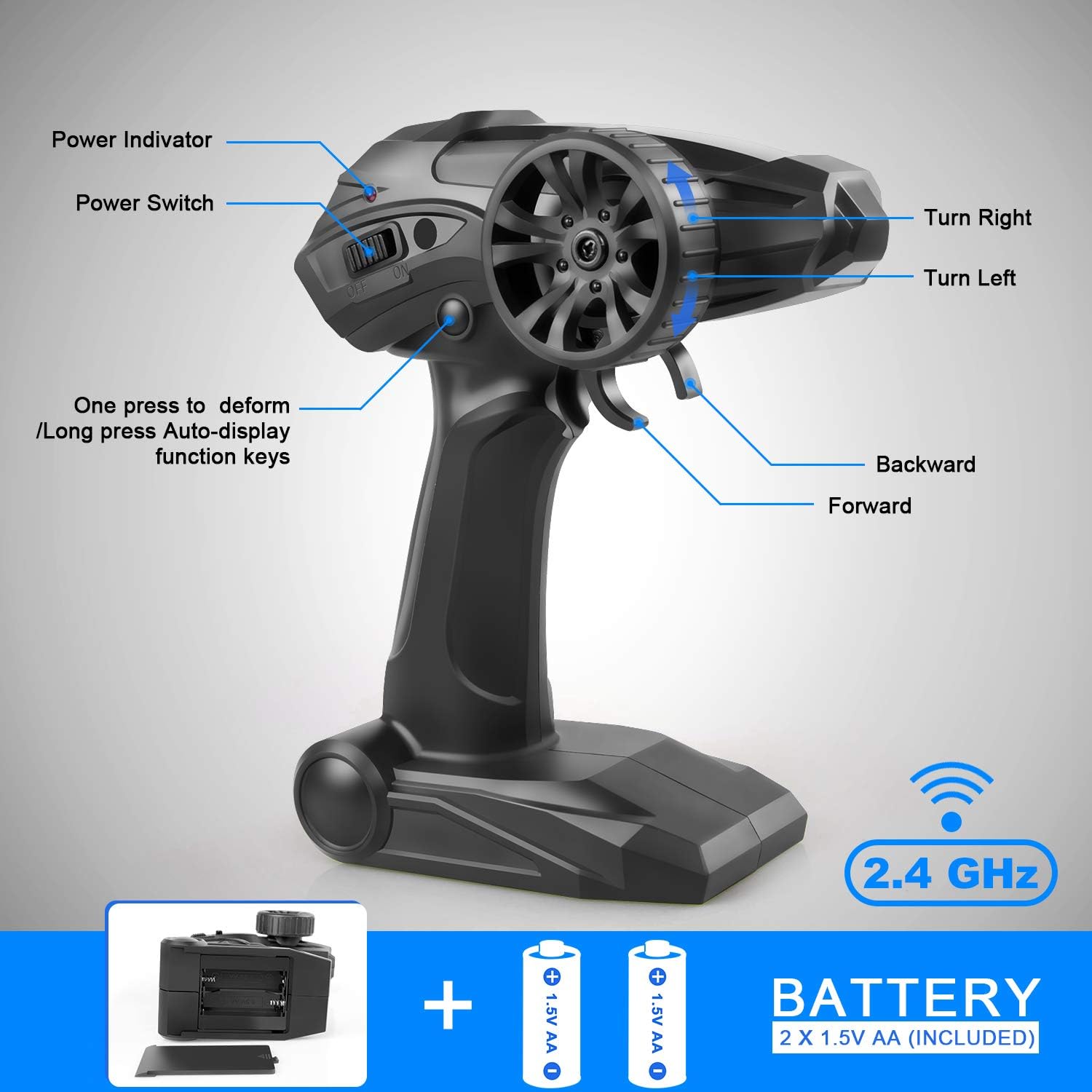 JEYPOD Remote Control Car, 2.4 GHZ High Speed Racing Car with 4 Batteries, Blue: Toys & Games