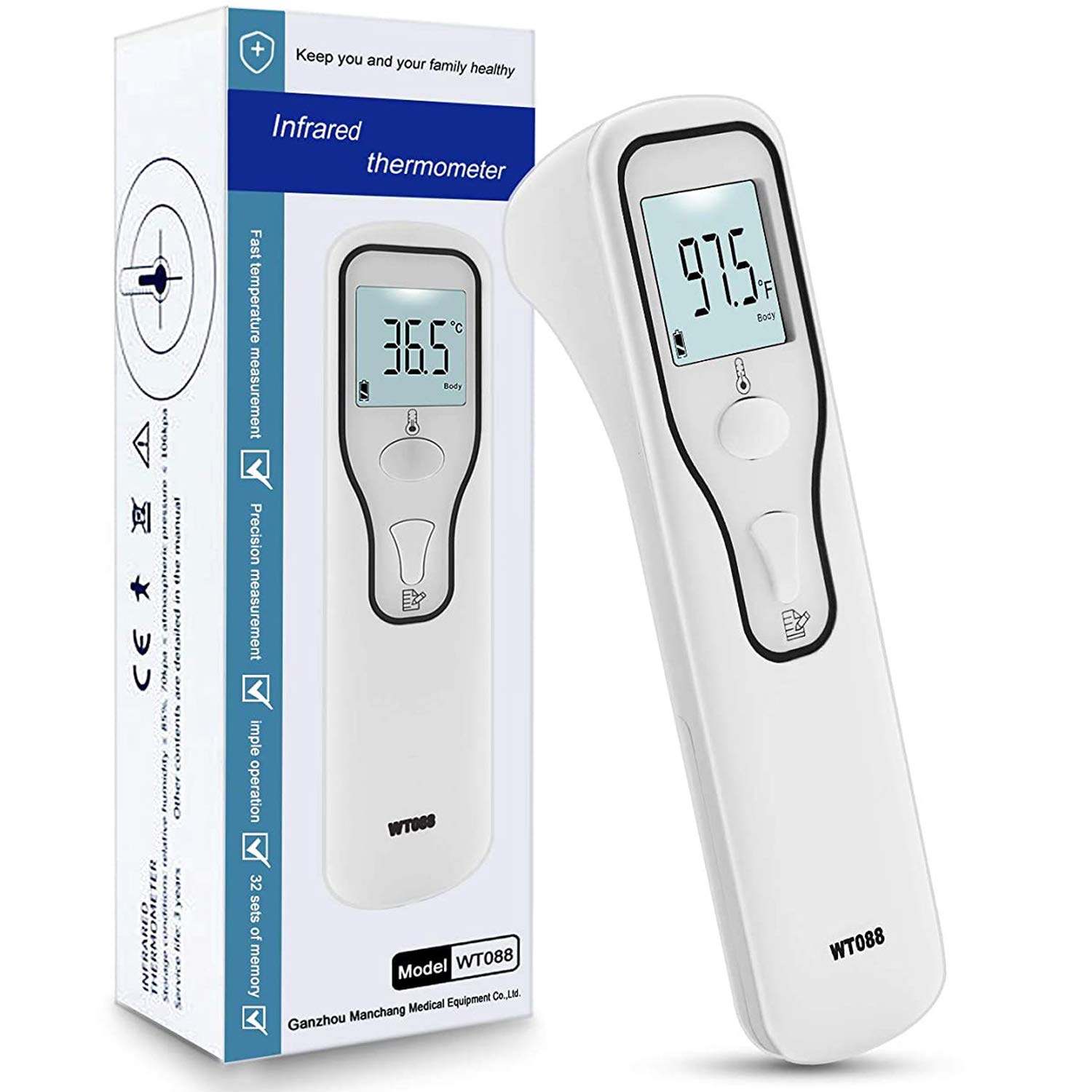 MOTORBEL Forehead Thermometer, Non-Contact Infrared Digital Thermometer for Baby, Kids, and Adults, Thermometer with Accurate Instant Readings, Infrared Body Thermometer and Memory Function: Industrial & Scientific