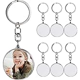 QISVVE 6Pcs Sublimation Keychain Blanks,Metal Heat Transfer Picture Keychain Blank, Sublimation Photo Key Chains DIY Gifts