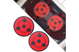 AMOHOMA Car Coasters for Cup Holders 2.75 Inch Universal Waterproof Non-Slip Anti-Scratch Cup Holder Coasters for Car 2 Pack (Anime Black 1)