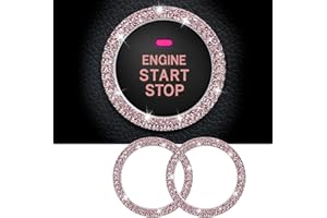 WHALETAIL 2PCS Bling Crystal Rhinestone Car Engine Start Ring Stickers, Key Ignition & Knob Ring Decoration, Push Start Button Bling Ignition Ring Stickers for Women
