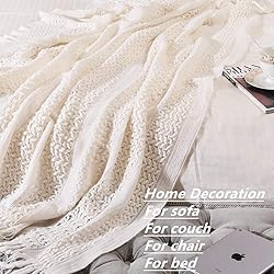 CREVENT Farmhouse Knit Throw Blanket for Couch Sofa