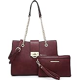 Dasein Leather Handbag Tote Hobo Bag for Women Shoulder Purse Top Handle Satchel Bag with Matching Clutch