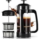 ESPRO P3 French Press Coffee Maker, 32oz, Black, Double Filter Press | Grit-Free Coffee Press, Thicker Borosilicate Heat Resistant Glass french press, Tea Press, Easy Coffee Brewer, Tea Brewer