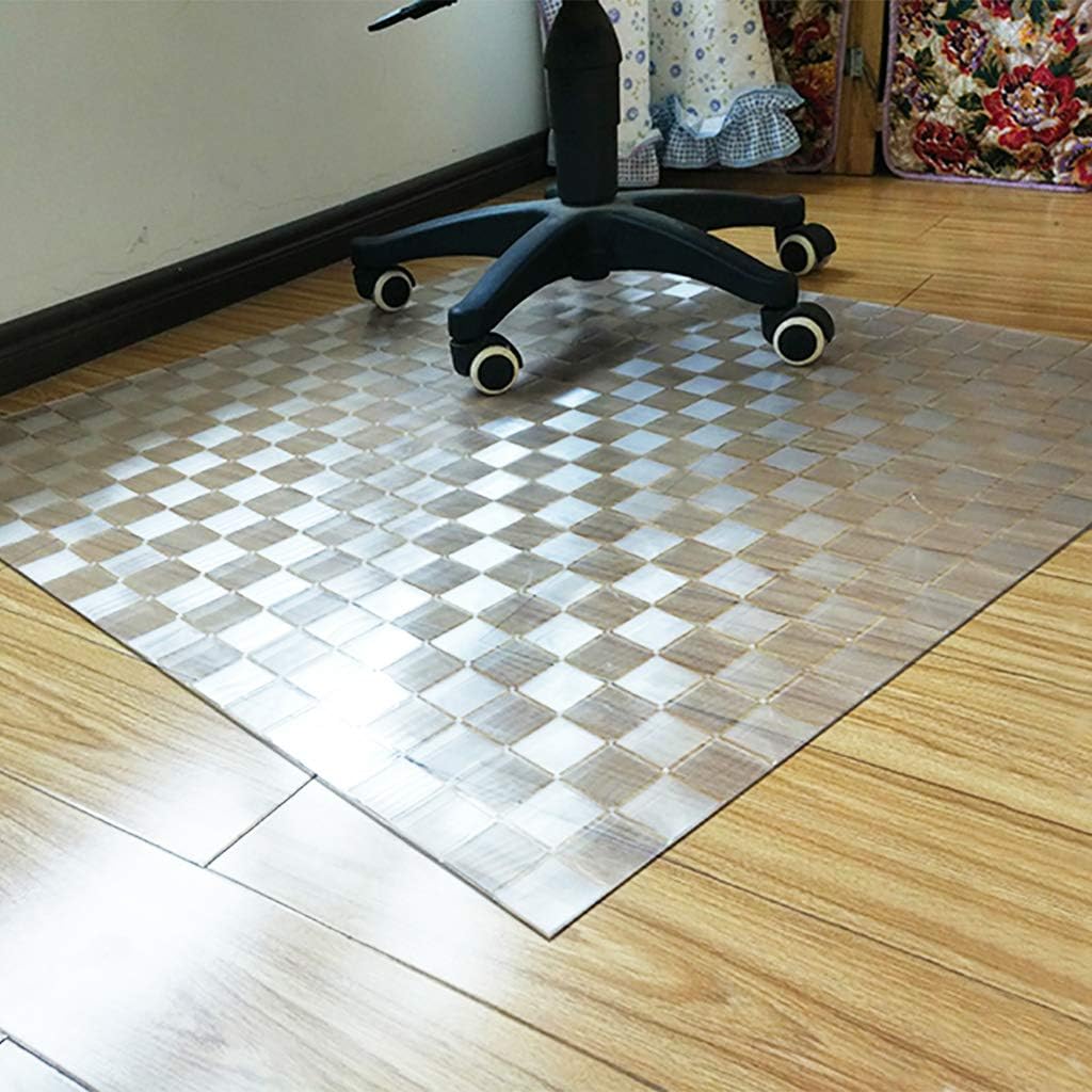 LoveGlass Clear Office Chair Mat,Rectangle PVC Chair Mats Waterproof Heavy Duty Floor Protector for Home Office Plastic Floor Mat-Checkered 90x140cm(35x55inch)