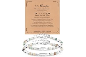 XMITHJLS Gifts for Girls Women Moonstone Bracelets Amazonite Imperial Jasper Beads Bracelets, Christmas Birthday Graduation Easter Gifts for Daughter Granddaughter Sisters Best friends