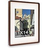 Husteria 11x14 Frame, Solid Walnut Wood Poster Frame with Mat for 8x10 or 11x14 without Mat, Rounded Corner Walnut Wooden Frame, Gallery Wall Frames for Art, Horizontal or Vertical Wall Mounting