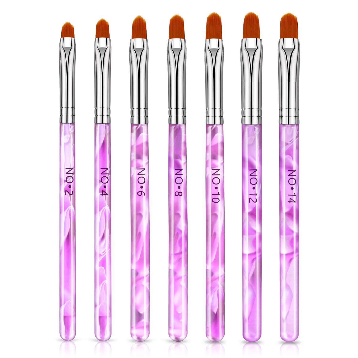NICEMOVIC 7Pcs UV Gel Acrylic Nail Brush, Nail Paint Brushes, Nail Art Tips Builder Brush, Nail Painting Brush Pen Set : Beauty