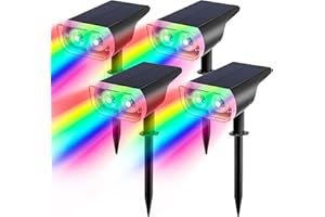 GAJYYFB Solar Spot Lights Outdoor Color Changing, 9 Lighting Modes 38 LEDs Solar lights Outdoor Waterproof, Auto On/Off Multicolor Solar Powered Landscape Spotlights for Garden Patio Yard Pool Tree, 4 Pack