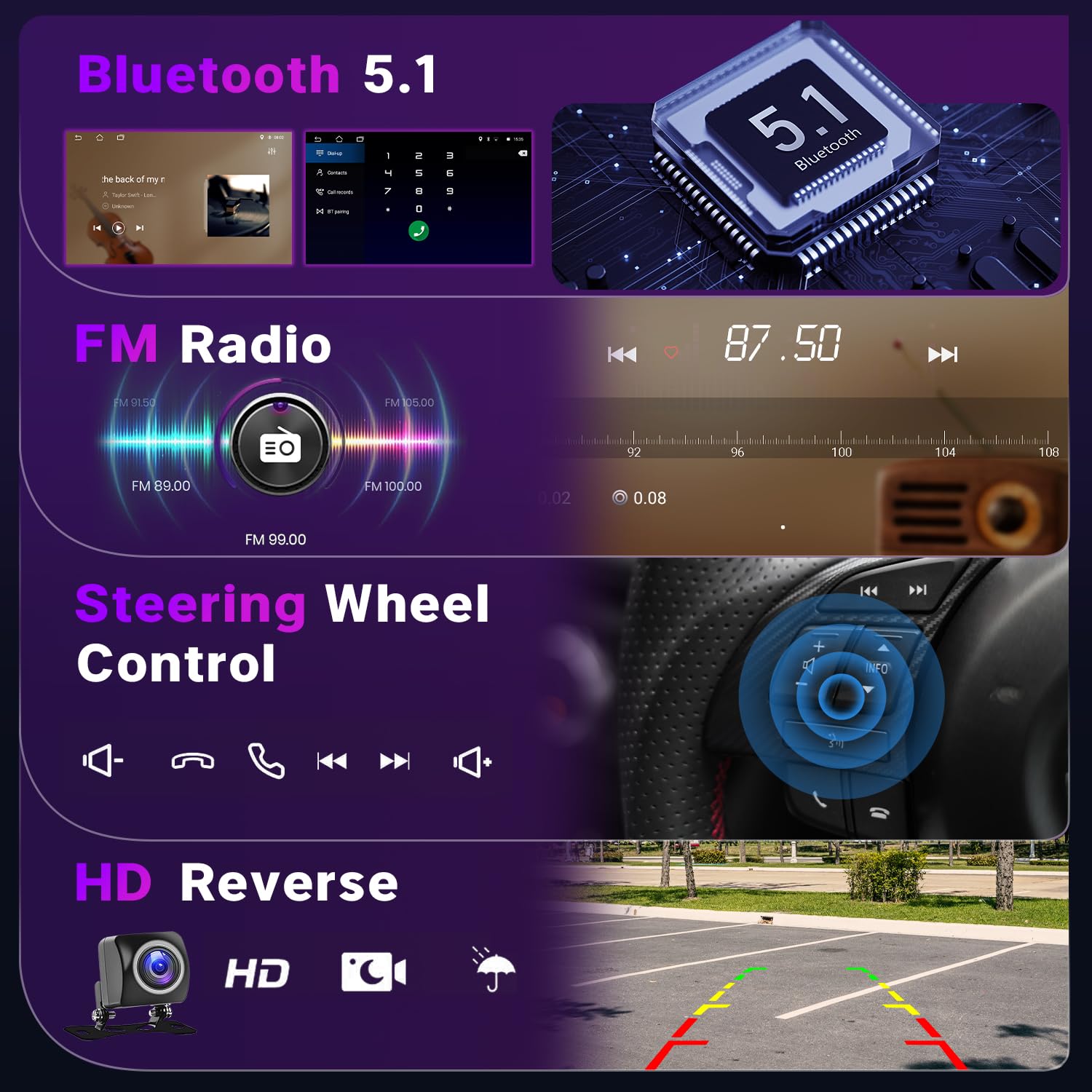 Leadfan Car Stereo for Honda Civic 2006 2007 2008 2009 2010 2011 Radio Compatible with Wireless Apple Carplay Android Auto 10.1'' Touchscreen GPS Navigation Bluetooth WiFi Backup Camera SWC (2+32G)