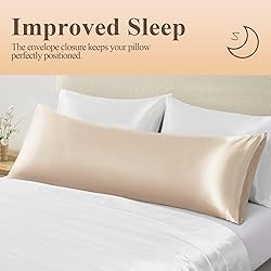 Satin Body Pillow Cover, Beige Silky Cooling