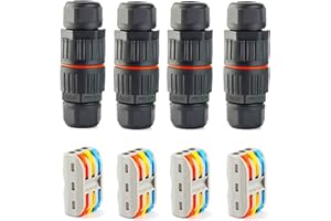 4 Pack Junction Box Outdoor Waterproof IP68, 3 Pole Wire Connector, External Sleeve Coupler Cable Range 0.16-0.39 Inch (4-10 