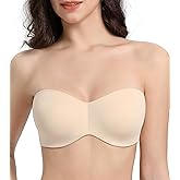HACI Women's Minimizer Strapless Bra Anti-Slip Underwire Bandeau for Plus Size Seamless Support