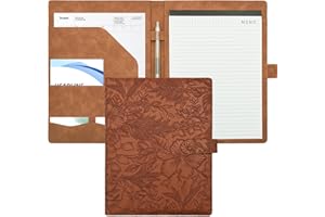 VANRA Padfolio Portfolio Binder Faux Leather Interview Resume Folder with Notepad, Document Organizer Card Holder, Letter-Siz