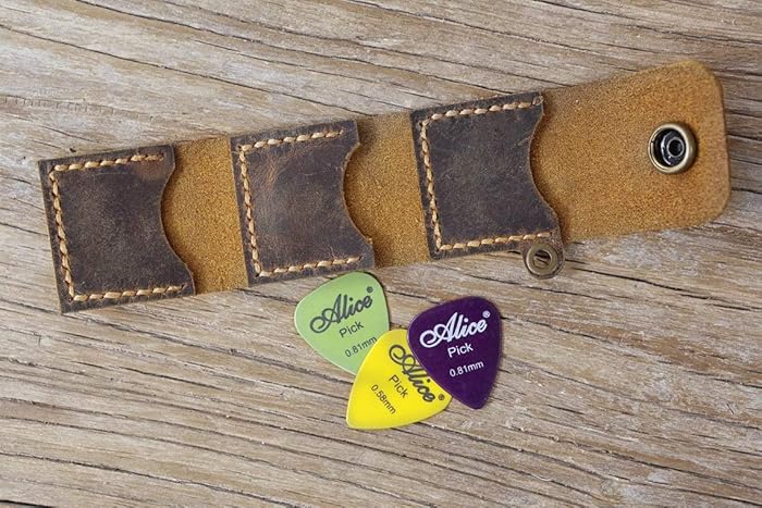 Personalized distressed leather guitar pick