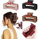 4 PCS Silicone Flexible Hair Claw Clips for Women, Cloud Soft Clips, 4 Inch Extra Large Claw Clips, Jumbo Claws clips for Thick Hair, Unsnappable Flexible Non-slip Rectangle, Valentine's Day Gifts