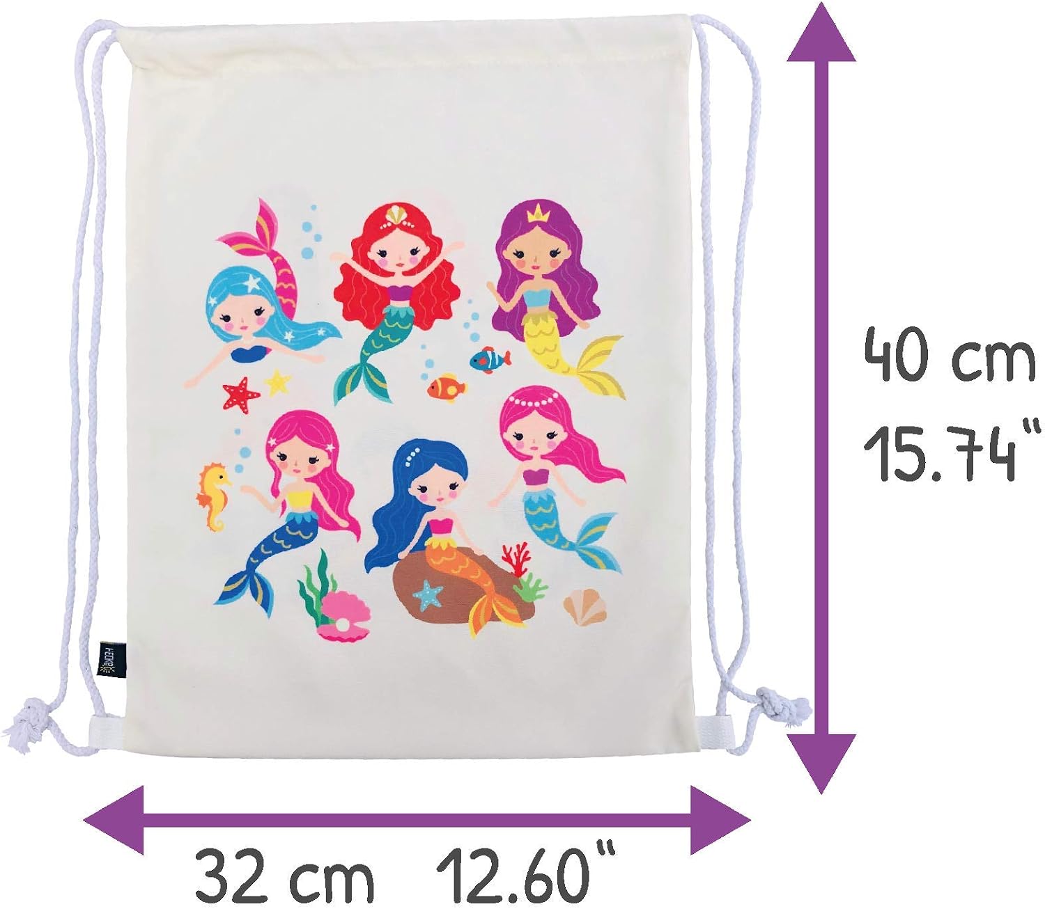 HECKBO Girls Mermaid Gym Bag, 40 x 32 cm, Printed on Both Sides and Machine Washable, Suitable for Sports School, Leisure - Image 4