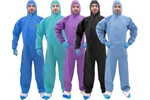 RAYGARD SMS Disposable Coverall, 2 Pack of Hazmat Suits Coveralls with Hood and Elastic Wrists