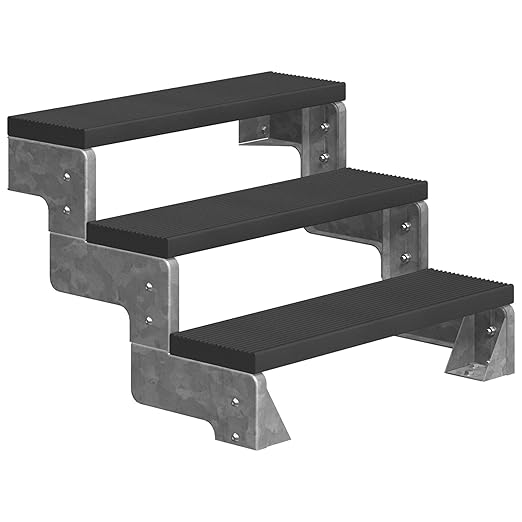 DOLLE Außentreppe Gardentop mit 3 Stufen | Geschosshöhe 54-66 cm ? Trimax® Stufenauflage Anthrazit ? 100 cm | ohne Geländer