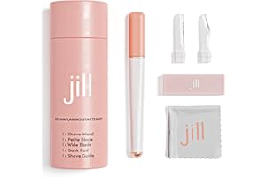 Jill Dermaplane Razor Trial Kit | Facial Hair Removal Dermaplaning Kit Includes 1 Shave Wand, 2 Dermaplane Razors & Cleaning Cloth | Pre-Shave Magic Spray & Wipes Not Included