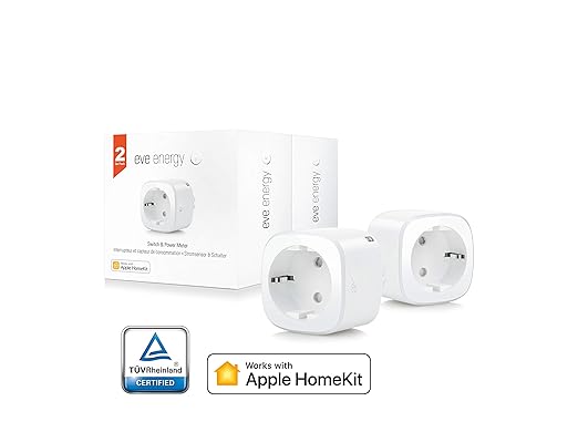 Eve Energy 2er-Set - Smarte Steckdose, TÜV zertifiziert, Verbrauchsmessung, integrierte Zeitpläne, schaltet Geräte ein & aus,