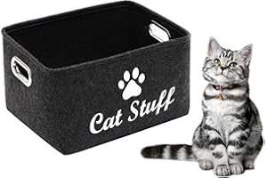 Geyecete Cat Apparel & Accessories/Cat Toys/Pet Supplies Storage Basket/Bin with Handles, Collapsible & Convenient Storage Solution for Office, Bedroom, Closet, Toys, Laundry(Dark Grey)