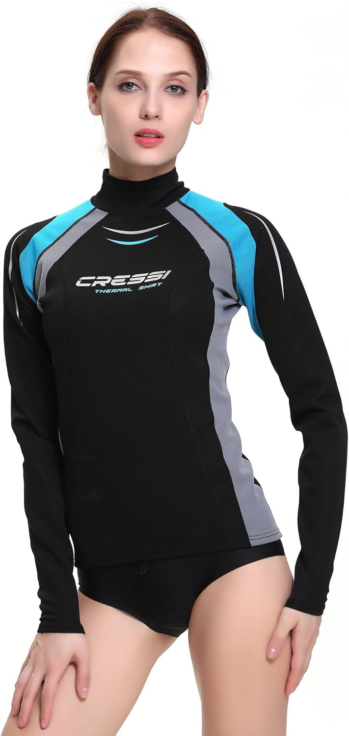 Cressi Women's Thermo Long Sleeves Protection Rash Vest, Black, Large