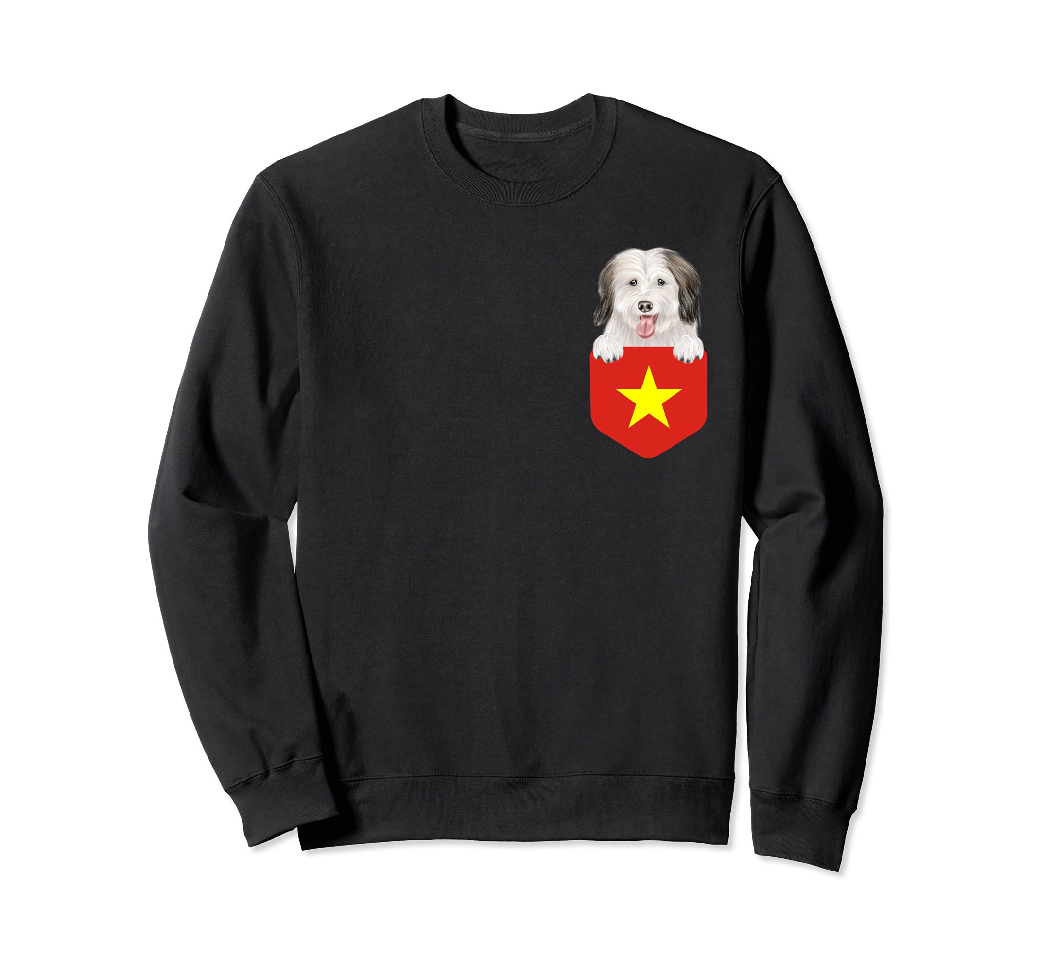 Vietnam Flag Coton de Tulear Dog In Pocket Sweatshirt