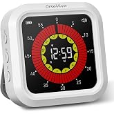 CreaViva Visual Digital Timer, Large Color Display &amp; Rechargeable, Magnetic Back &amp; Silent Mode, 12 Hours Countdown/Up Stopwatch Timer for ADHD, Kids, Classroom, Kitchen, Work Productivity (White)
