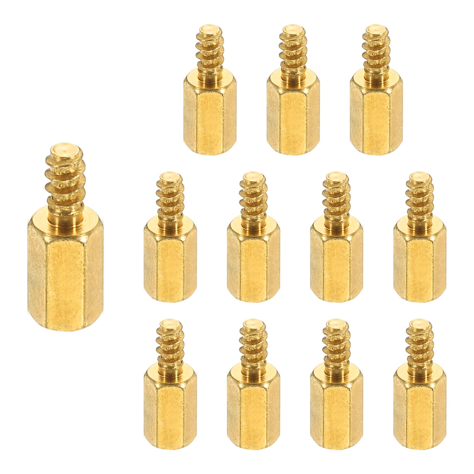 PATIKIL 12pcs M3 Male to Female Self-Tapping Hex Standoffs Spacers Pillars, M3 8+6mm Brass Motherboard Standoffs Copper — image 1