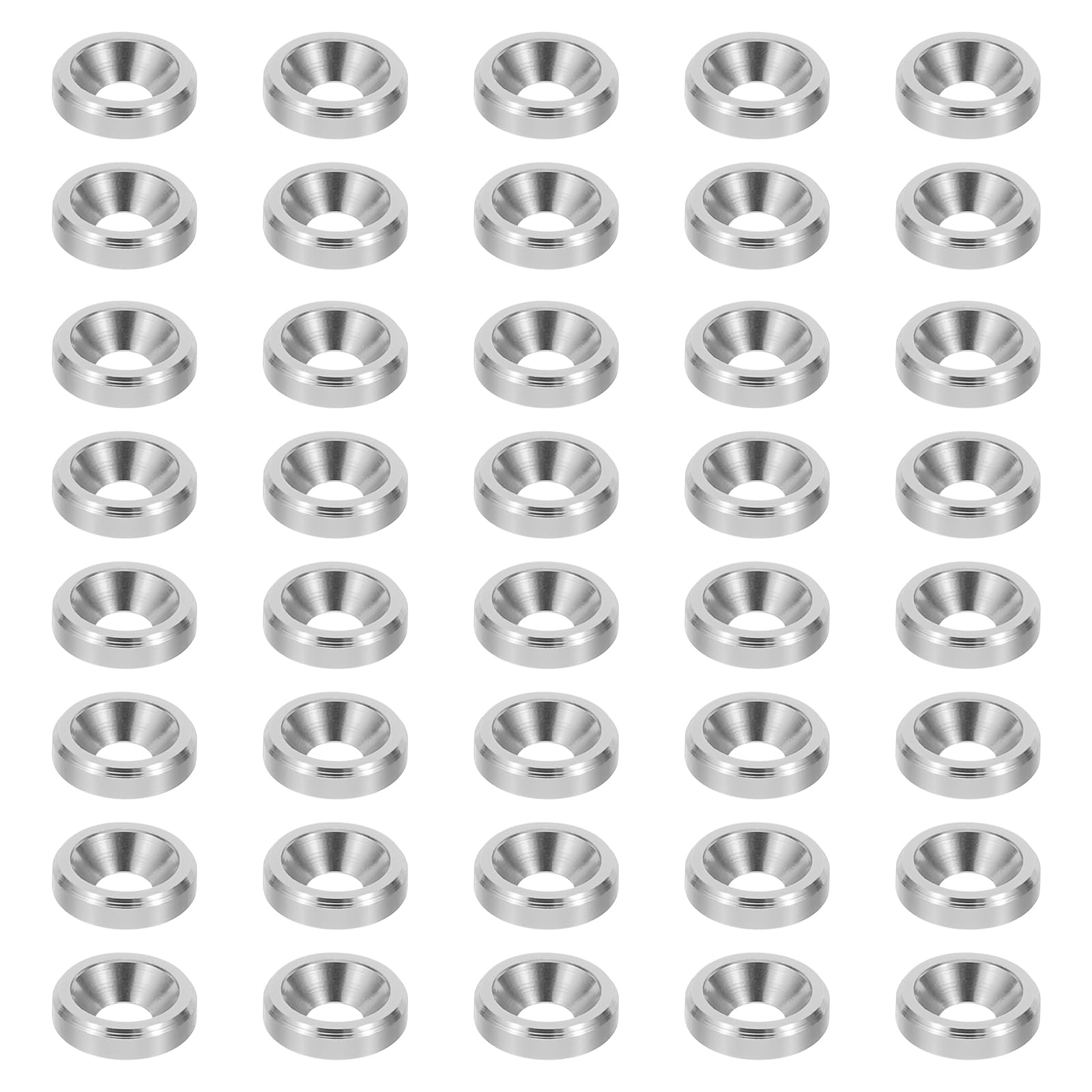 PATIKIL M3 Finish Countersunk Washer, 40pcs Anodized Aluminum Alloy Flat Cup Head Screw Gasket Bolt for Mechanical Accessories Parts DIY Models, Silver Tone