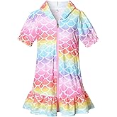 CHILDRENSTAR Girls Swim Coverups Terry Swimsuit Cover-Up Hooded Zip-Up Beach Robe