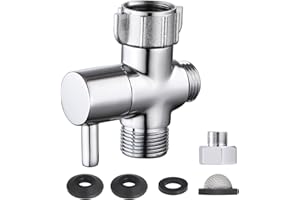Hsmhose Bidet T Adapter with Shut off Valve, Metal T Valve for Bidet 7/8” X 7/8” X 1/2”or 3/8”, Tee Connector Bidet Attachment for Handheld Toilet Spray
