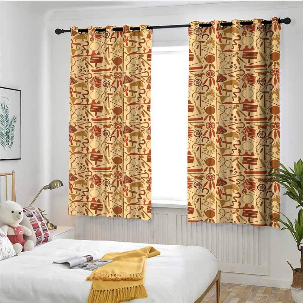 Western Curtains Blackout Drapery Native American Culture Arrow Hatchet