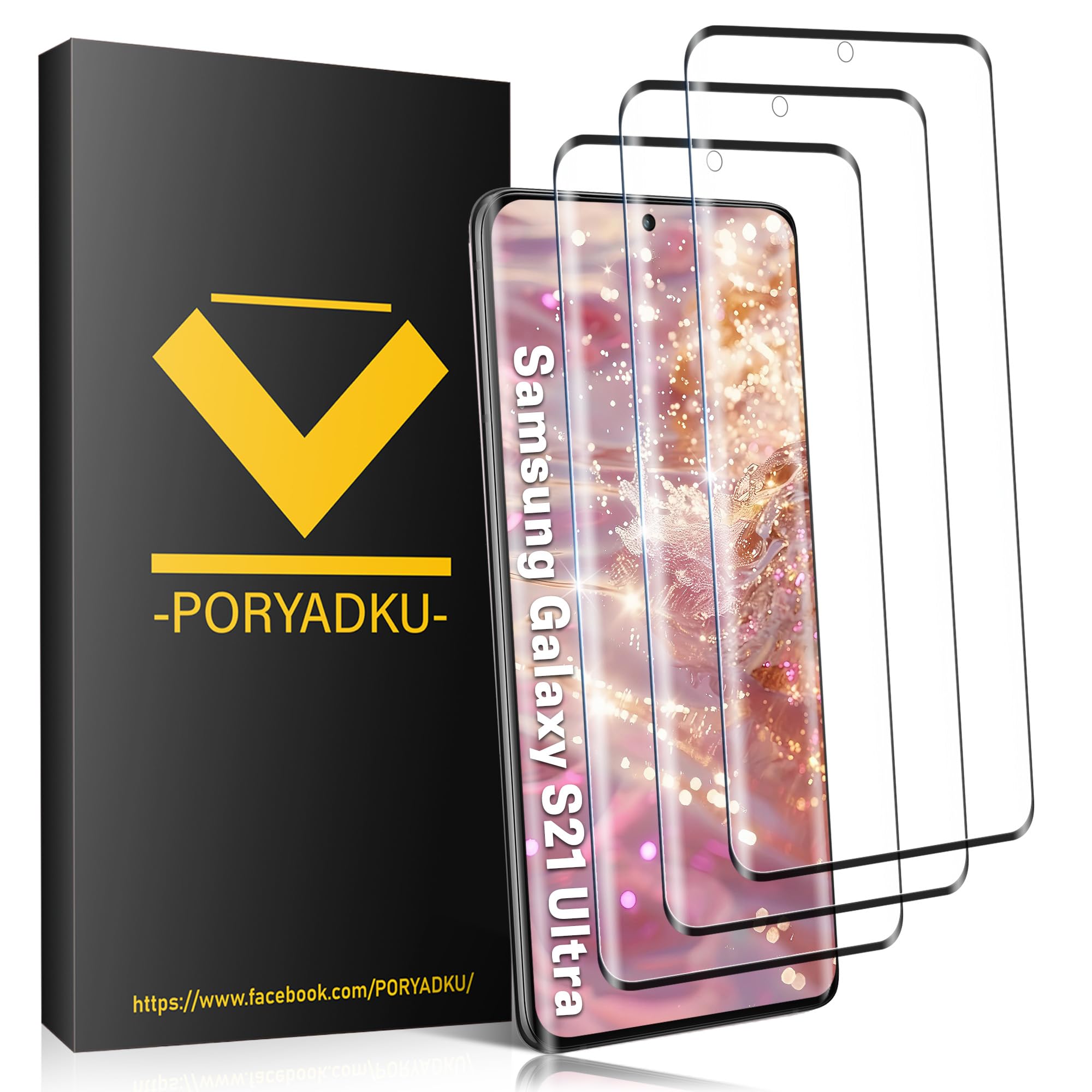 Photo 1 of [3 Pcs] Tempered Glass For Samsung Galaxy S21 Ultra Screen Protector, Double Shatterproof HD Tempered Glass Film, Fingerprint Compatible with S21 Ultra 5G Screen Protector