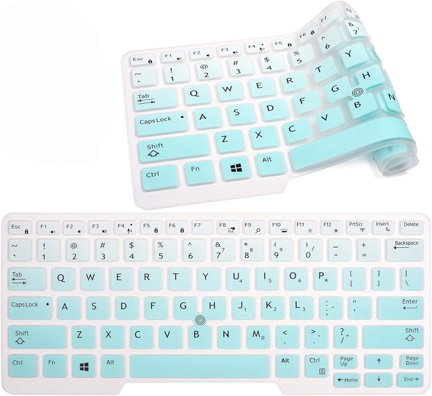 Keyboard Skin Cover Compatible 14" Dell Latitude E7450 E7470 E5470 E7480 5480 5490 7480 7490 with Pointing, Ultra Thin Soft Silicone Dell Latitude 14" Keyboard Protector Skin(Gradual Mint Green)