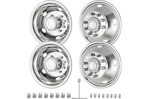 CIRONBOW 19.5" 10 Lug 5 Holes,Wheel Simulators,Stainless Steel,Hubcap with Bolt Kit Fit for Ford Raptor, 2005-2021 Ford F450/F550,Raptor 2WD Trunk Dually Wheel Cover Set (304 Stainless Steel)
