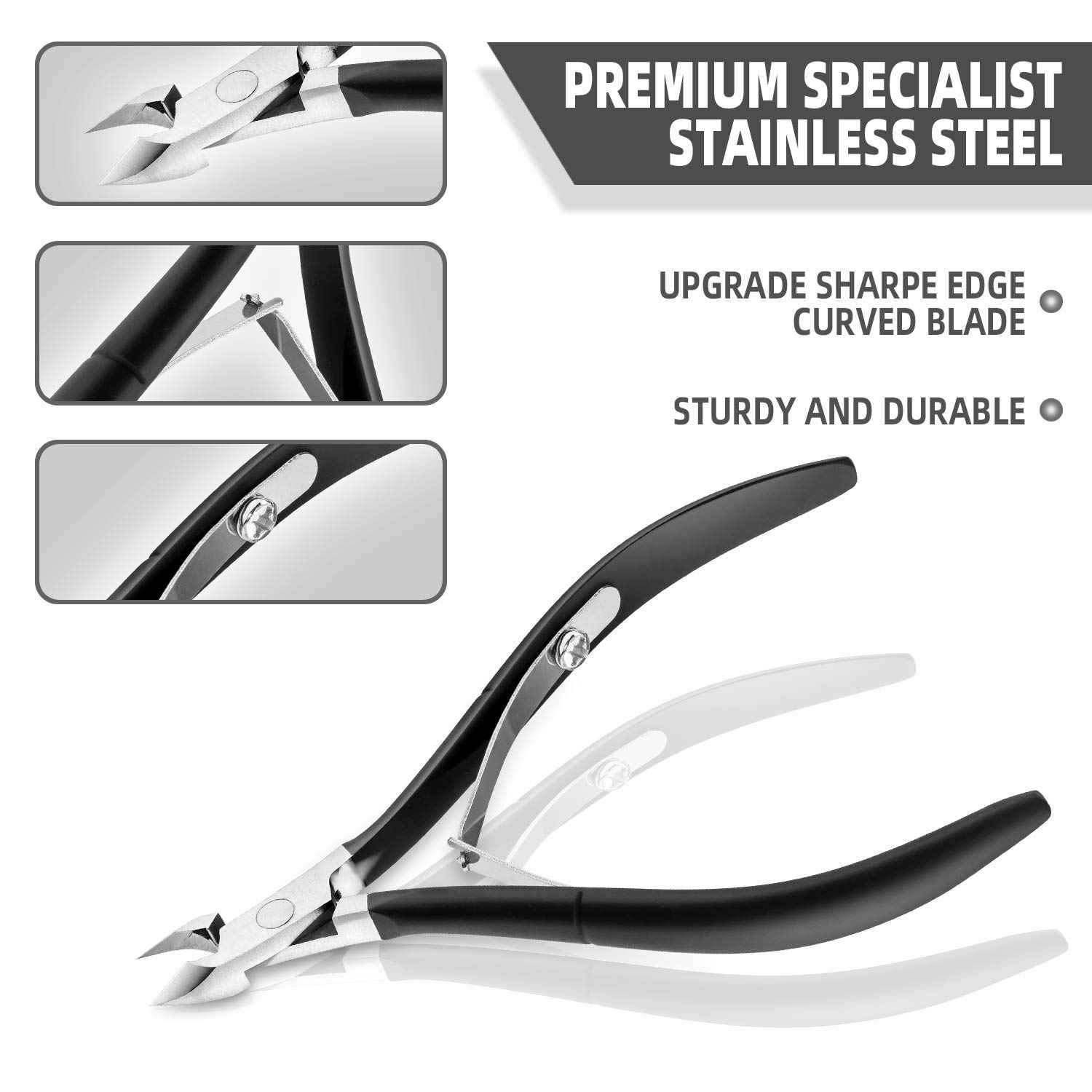 Cuticle Trimmer with Cuticle Pusher, Salon Level Cuticle Remover Cuticle Nippers, Professional Stainless Steel Cuticle Cutter, Perfect Pedicure Manicure Tools for Nails, By XIPOO: Beauty