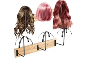oyhqes 6 Pcs Hanging Wig Stand for Multiple Wigs, Wall Mounted Wig Hanger Rack, Wooden Wig Storage Organizer, Wig Holder for Multiple Wig Display, Styling, Storage,Tidy, Keep the Wig In Shape
