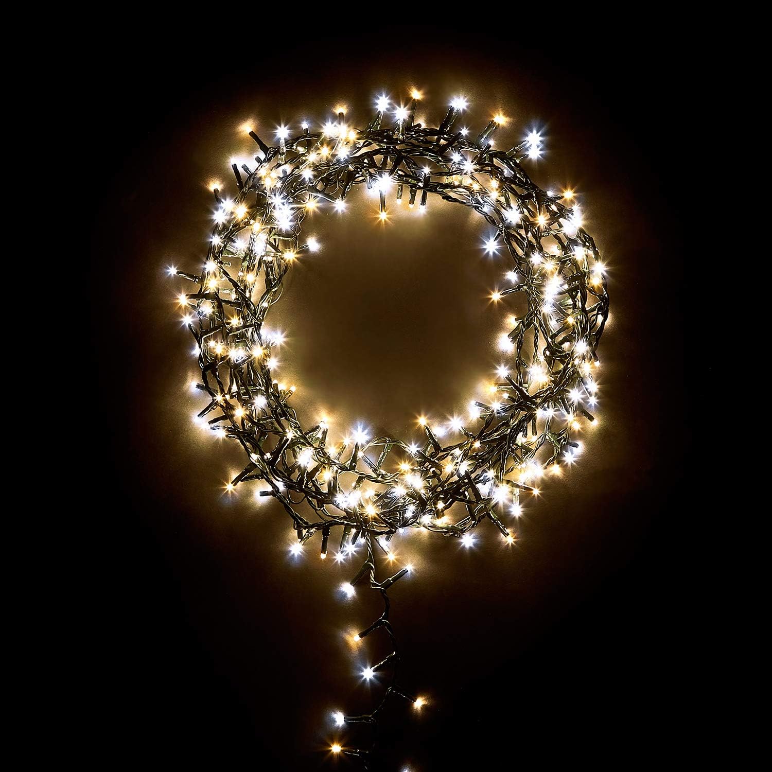 TWW - 1000 LED - Christmas Tree Lights - 8 Hour on Timer - 25m Lit Length - 8 Lighting Modes - Mains Powered - Indoor & Outdoor - 7ft Tree - Compact Cluster Lights - Cool/Warm White