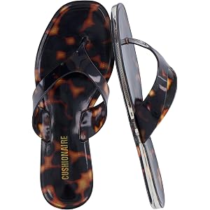 CUSHIONAIRE Tropic Thong Jelly Flip Flops for Women with Square Toe and Wide Strap Design, Comfortable Lightweight Womens San