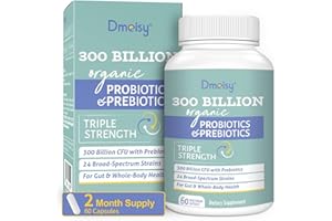 DMEISY Probiotics for Women and Men 300 Billion CFU 24 Strains Probiotics with 15 Organic Herbs Prebiotics Blend Shelf Stable Probiotic Supplement for Digestive Immune & Whole-Body Health 2 Month Supply