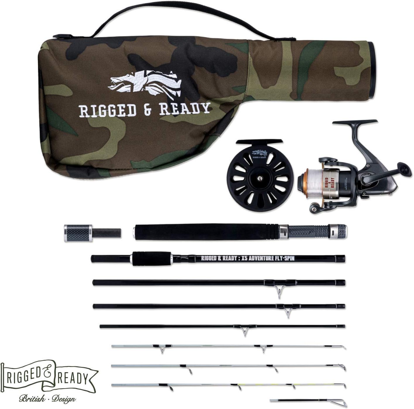 Rigged and Ready X5 Travel Fishing Combination. Super Compact Spin/Fly Travel Rod